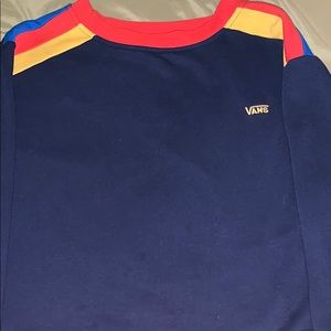 Navy blue multicolor vans crew neck cropsweatshirt